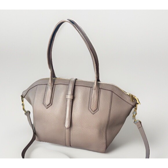 J. Crew Tartine Satchel Bag Pebbled Leather Taupe 11x11.5 - Picture 1 of 7